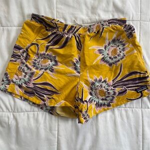 Patagonia Yellow Floral Baggies Shorts with Pockets
